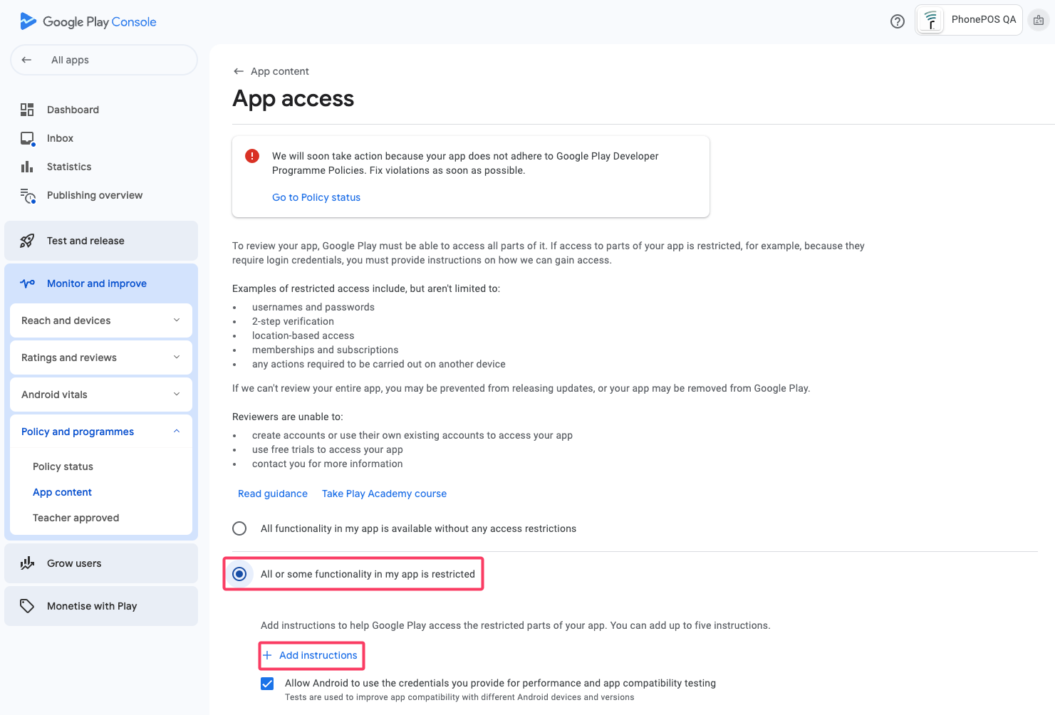 Testing Instructions Step 2